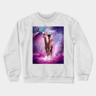 Funny Space Pug Riding On Alpaca Unicorn Crewneck Sweatshirt